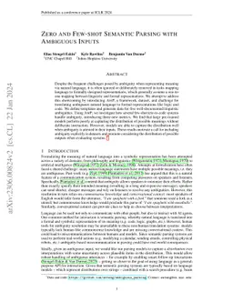 Zero and Few-shot Semantic Parsing with Ambiguous Inputs