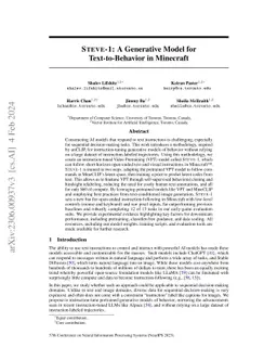 STEVE-1: A Generative Model for Text-to-Behavior in Minecraft