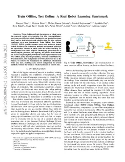 Train Offline, Test Online: A Real Robot Learning Benchmark