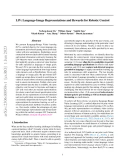 LIV: Language-Image Representations and Rewards for Robotic Control
