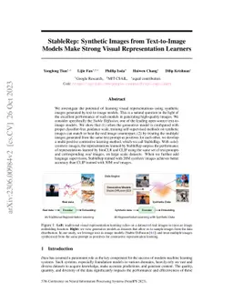 StableRep: Synthetic Images from Text-to-Image Models Make Strong Visual
  Representation Learners