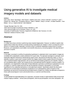 Using generative AI to investigate medical imagery models and datasets