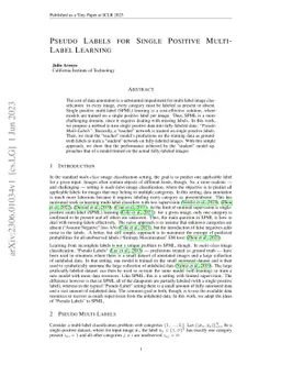Pseudo Labels for Single Positive Multi-Label Learning