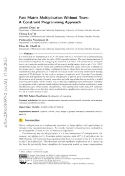 Fast Matrix Multiplication Without Tears: A Constraint Programming
  Approach