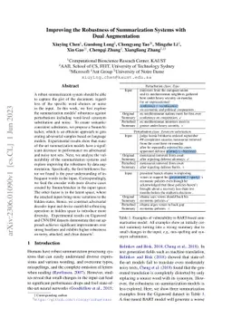 Improving the Robustness of Summarization Systems with Dual Augmentation