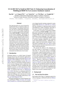 UCAS-IIE-NLP at SemEval-2023 Task 12: Enhancing Generalization of
  Multilingual BERT for Low-resource Sentiment Analysis