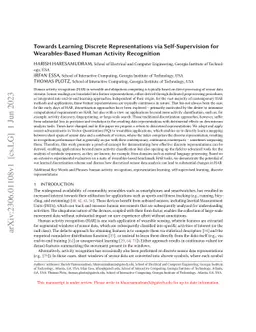 Towards Learning Discrete Representations via Self-Supervision for
  Wearables-Based Human Activity Recognition