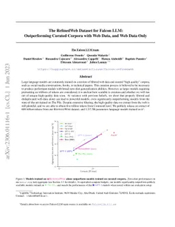 The RefinedWeb Dataset for Falcon LLM: Outperforming Curated Corpora
  with Web Data, and Web Data Only