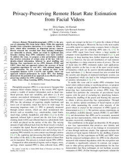 Privacy-Preserving Remote Heart Rate Estimation from Facial Videos
