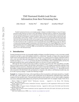 TMI! Finetuned Models Leak Private Information from their Pretraining
  Data