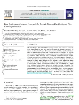 Deep Reinforcement Learning Framework for Thoracic Diseases
  Classification via Prior Knowledge Guidance