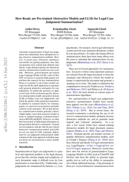 How Ready are Pre-trained Abstractive Models and LLMs for Legal Case
  Judgement Summarization?