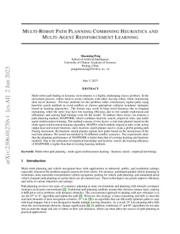 Multi-Robot Path Planning Combining Heuristics and Multi-Agent Reinforcement Learning