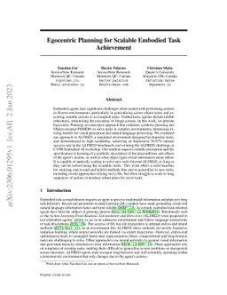 Egocentric Planning for Scalable Embodied Task Achievement