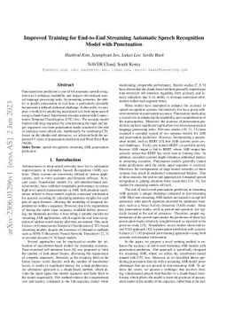 Improved Training for End-to-End Streaming Automatic Speech Recognition
  Model with Punctuation
