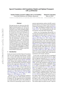 Speech Translation with Foundation Models and Optimal Transport: UPC at
  IWSLT23