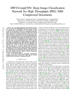 DWT-CompCNN: Deep Image Classification Network for High Throughput JPEG
  2000 Compressed Documents
