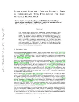 Leveraging Auxiliary Domain Parallel Data in Intermediate Task
  Fine-tuning for Low-resource Translation