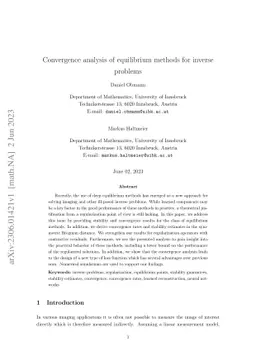 Convergence analysis of equilibrium methods for inverse problems