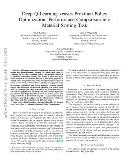 Deep Q-Learning versus Proximal Policy Optimization: Performance
  Comparison in a Material Sorting Task