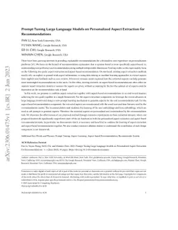 Prompt Tuning Large Language Models on Personalized Aspect Extraction
  for Recommendations