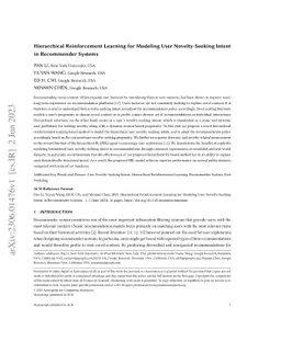 Hierarchical Reinforcement Learning for Modeling User Novelty-Seeking
  Intent in Recommender Systems