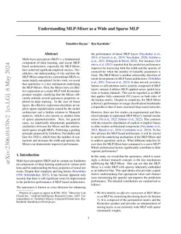 Understanding MLP-Mixer as a Wide and Sparse MLP