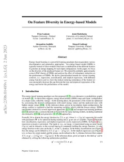On Feature Diversity in Energy-based Models