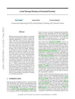 Local Message Passing on Frustrated Systems