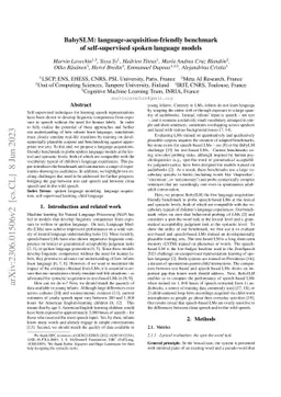 BabySLM: language-acquisition-friendly benchmark of self-supervised
  spoken language models