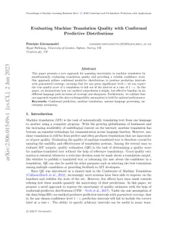 Evaluating Machine Translation Quality with Conformal Predictive
  Distributions