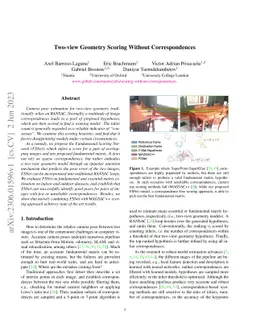 Two-View Geometry Scoring Without Correspondences