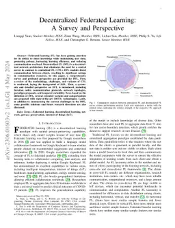 Decentralized Federated Learning: A Survey and Perspective