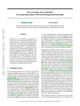Do we become wiser with time? On causal equivalence with tiered
  background knowledge