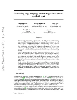 Harnessing large-language models to generate private synthetic text