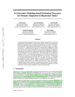 Is Generative Modeling-based Stylization Necessary for Domain Adaptation
  in Regression Tasks?