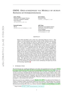 OMNI: Open-endedness via Models of human Notions of Interestingness