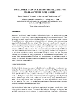 Comparative study on Judgment Text Classification for Transformer Based
  Models