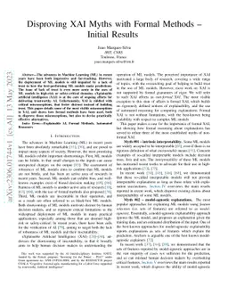 Disproving XAI Myths with Formal Methods -- Initial Results