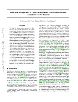 Pairwise Ranking Losses of Click-Through Rates Prediction for Welfare
  Maximization in Ad Auctions