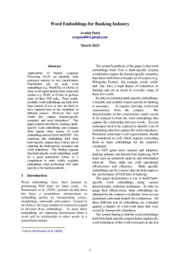 Word Embeddings for Banking Industry