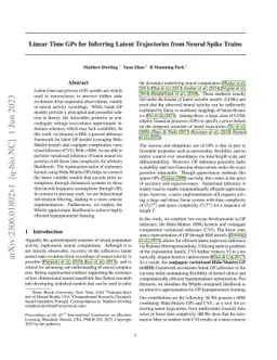 Linear Time GPs for Inferring Latent Trajectories from Neural Spike
  Trains
