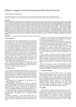 ErfReLU: Adaptive Activation Function for Deep Neural Network