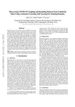 Discovering COVID-19 Coughing and Breathing Patterns from Unlabeled Data
  Using Contrastive Learning with Varying Pre-Training Domains