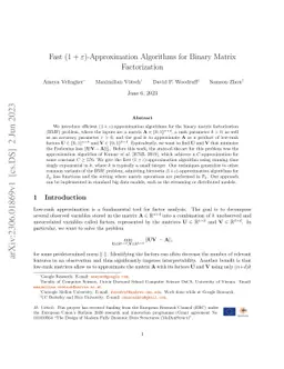 Fast $(1+\varepsilon)$-Approximation Algorithms for Binary Matrix
  Factorization