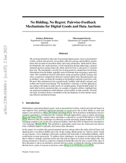 No Bidding, No Regret: Pairwise-Feedback Mechanisms for Digital Goods
  and Data Auctions