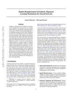 Implicit Regularization in Feedback Alignment Learning Mechanisms for
  Neural Networks