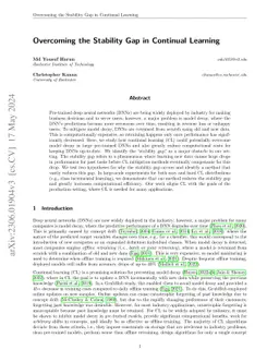 Overcoming the Stability Gap in Continual Learning