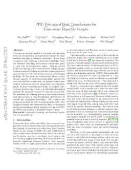 PDT: Pretrained Dual Transformers for Time-aware Bipartite Graphs