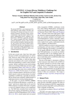 GENTLE: A Genre-Diverse Multilayer Challenge Set for English NLP and
  Linguistic Evaluation